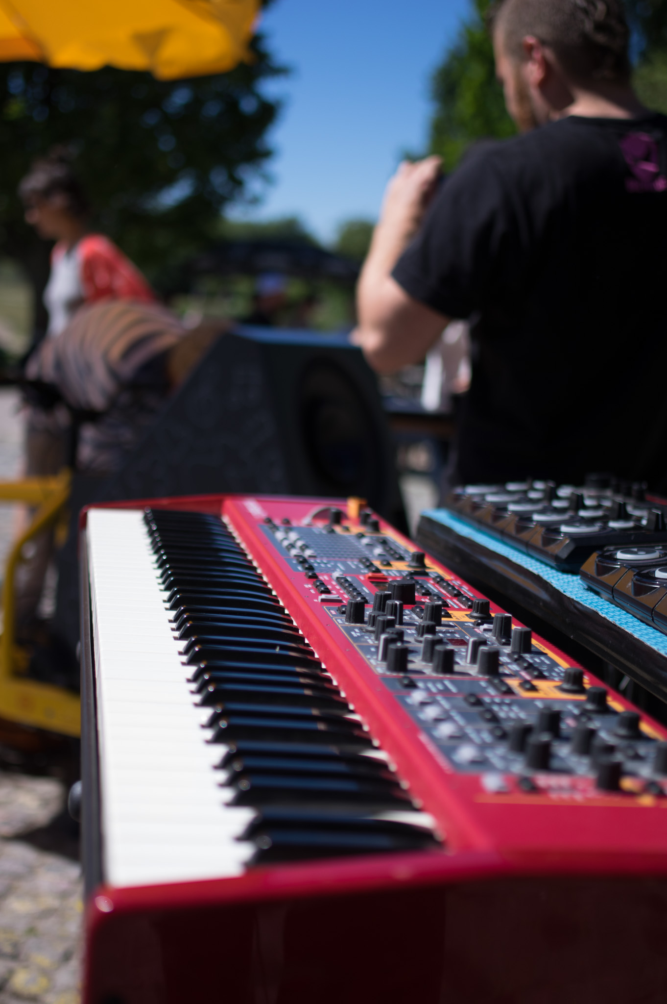 Closeup of Andy V's keyboard on a concert in Mauerpark,Berlin