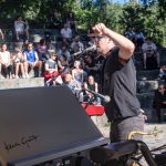 Soundbike by Klara Geist in front of Australian musician Andy V in the amphitheatre in Berlin's Mauerpark