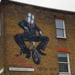 Mural by David David on Suqirries street in London's Eastend